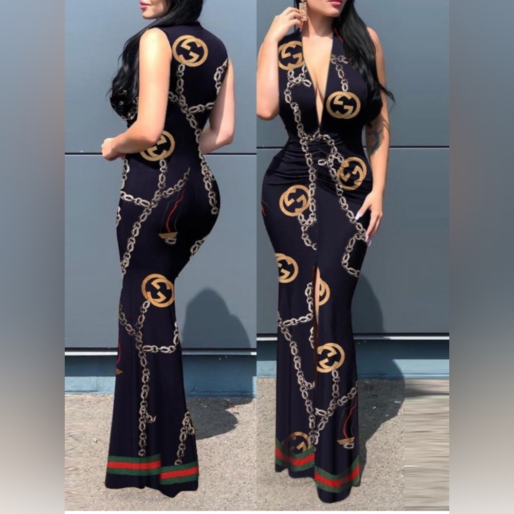 Designer Chain Print Dress - Picture 5 of 11